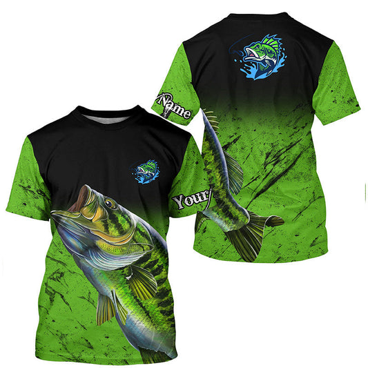 BlueJose Green Largemouth Bass Fishing Personalized Shirt