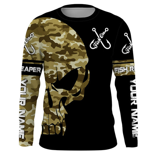 BlueJose Halloween Fish Reaper Fishing Camo Custom Long Sleeve Fishing Shirts