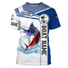 Bluejose Sailfish Fishing American Flag Custom Name And Boat Name Performance Long Sleeve Fishing Shirts, Patriotic Fishing Gifts