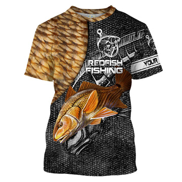 BlueJose Redfish Puppy Drum Tackle Fishing Customize Name Fishing T-Shirt