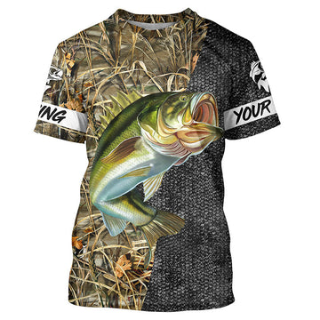 BlueJose Largemouth Bass Fishing Camo Personalized Shirt