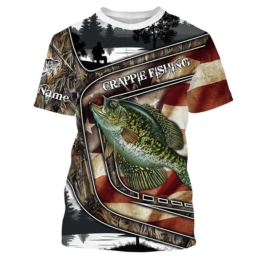BlueJose Custom American Flag Patriotic Crappie Shirt