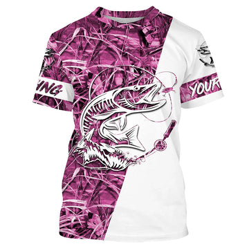 BlueJose Musky Fishing Pink Camo Custom Name Shirt