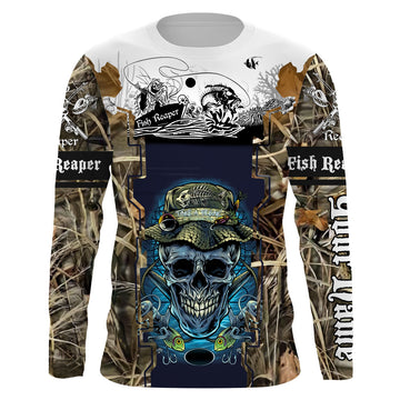 BlueJose Halloween Fish Reaper Fishing Camouflage Custom Name Long Sleeves 