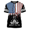 BlueJose Halloween Fish Reaper American Flag Patriotic Wtf Where'S The Fish Long Sleeve Fishing Shirt