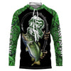 BlueJose Halloween Custom Name Bass Fishing Tattoos Fish Reaper Camo Green Long Sleeve