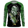 BlueJose Halloween Custom Name Bass Fishing Tattoos Fish Reaper Camo Green Long Sleeve