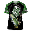 BlueJose Halloween Custom Name Bass Fishing Tattoos Fish Reaper Camo Green Long Sleeve