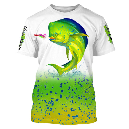 BlueJose Mahi Mahi ( Dorado) Fishing Green Scales Custom Name Shirt