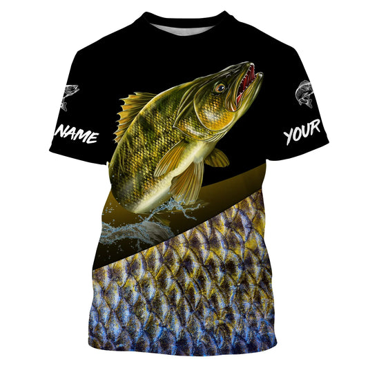 BlueJose Personalized Walleye Fishing Scales Fishing T-Shirt
