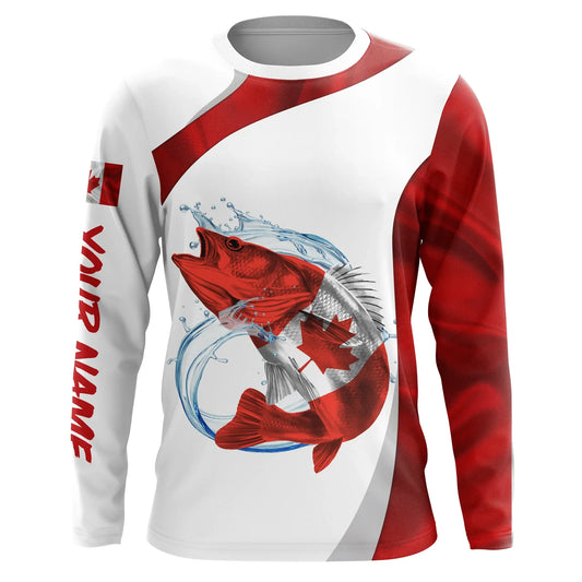 Bluejose Walleye Fishing Canada Flag Patriotic Fishing Jerseys, Personalized Walleye Fishing Long Sleeve Shirts