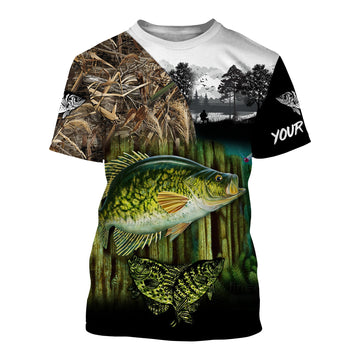 BlueJose Crappie Fishing Camo Freshwater Fish Customize Name Shirt