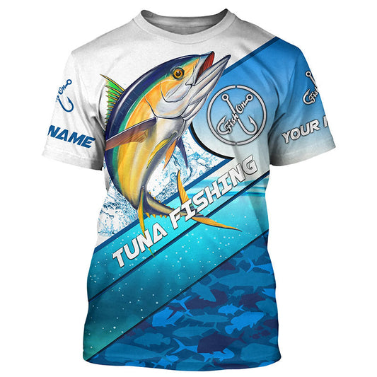 BlueJose Personalized Tuna Fishing Blue Sea Camo Shirt