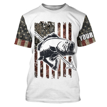 BlueJose Bowfishing American Usa Flag Camo Custom Name Shirts
