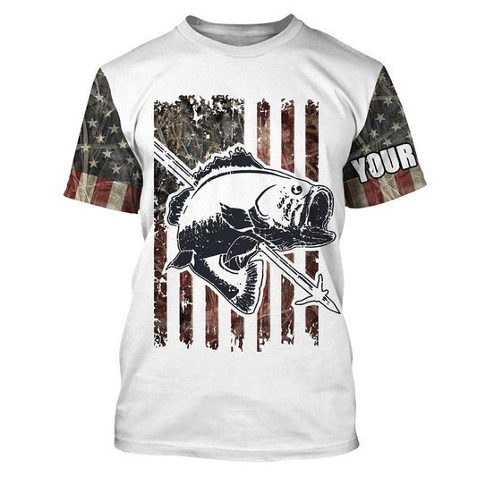 BlueJose Bowfishing American Usa Flag Camo Custom Name Shirts