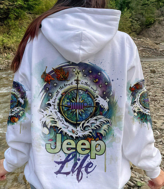 BlueJose Jeep Life Watercolor Compass Hoodie