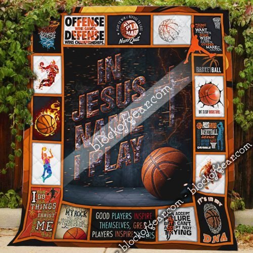BlueJose In Jesus Name I Play Basketball Quilt