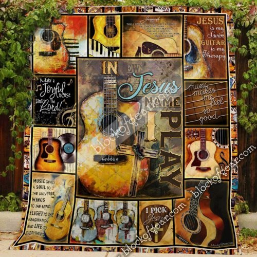BlueJose In Jesus Name I Play Guitar Quilt