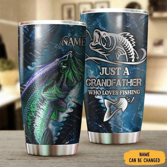 BlueJose Just A Grandfather Who Loves Fishing Personalized Name Tumbler