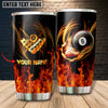BlueJose Billiards Flaming Eight Ball Personalized Name Tumbler