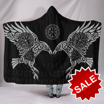 Viking Style Hooded Blanket The Raven of Odin Tattoo