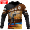 BlueJose Custom Name Boxing Leather Pattern 3D Hoodie
