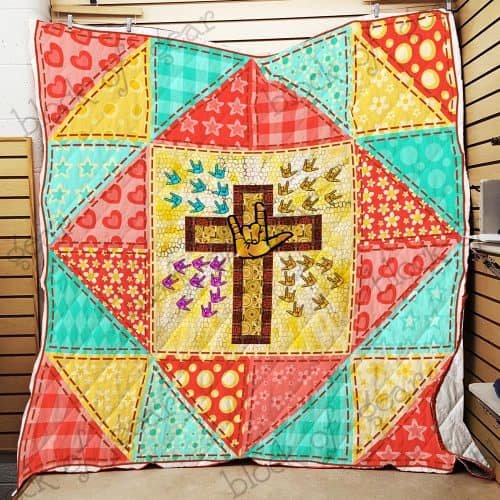 BlueJose Jesus I Love You By Sign Language Quilt DH449