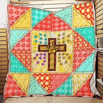 BlueJose Jesus I Love You By Sign Language Quilt DH449