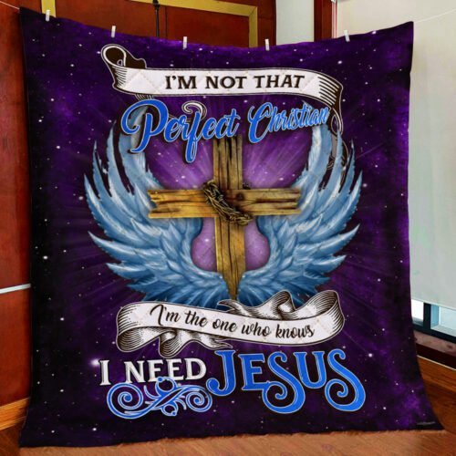 BlueJose I Need Jesus Quilt Blanket
