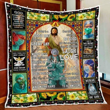 BlueJose Nurse Jesus Today Is A Good Day To Have A Great Day To Smile Quilt Blanket