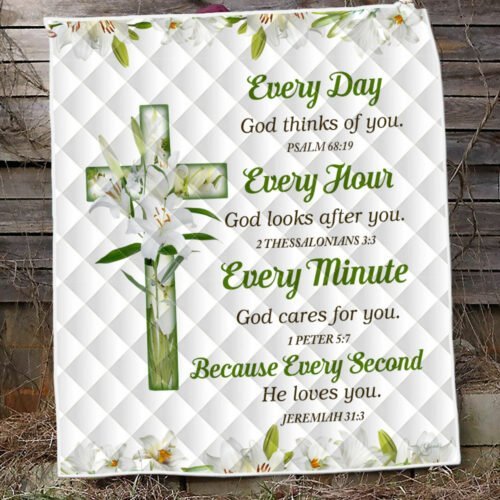 BlueJose Christian Quilt Blanket Every Day God Thinks of You BNN502Qv1
