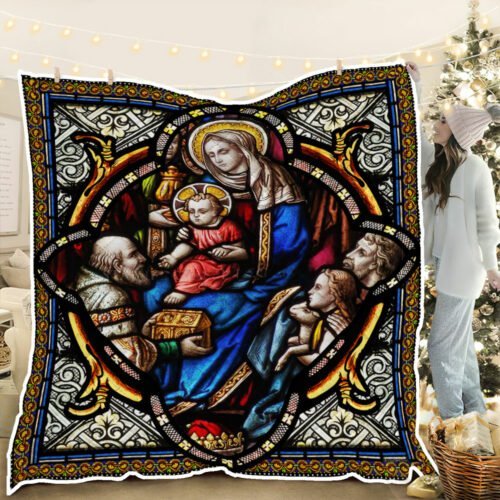 BlueJose Jesuss Presentation Stained Glass Quilt Blanket