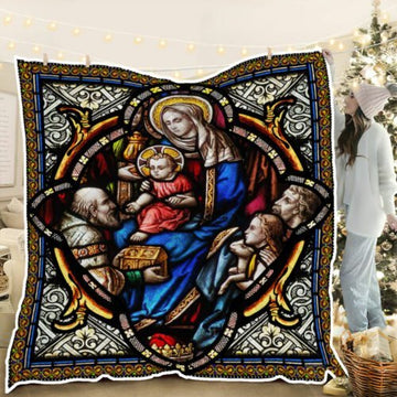 BlueJose Jesuss Presentation Stained Glass Quilt Blanket