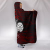 Viking Style - Hooded Blanket Raven of Odin and Symbol Viking on Blood Background A27