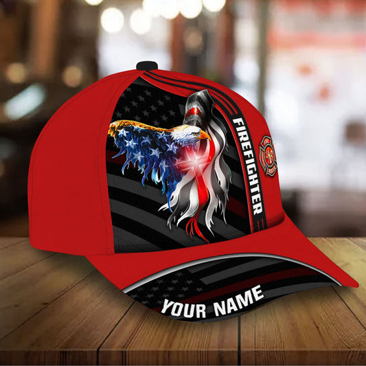 BlueJose Premium Red Eagle Firefighter 3D Cap Printed Personalized