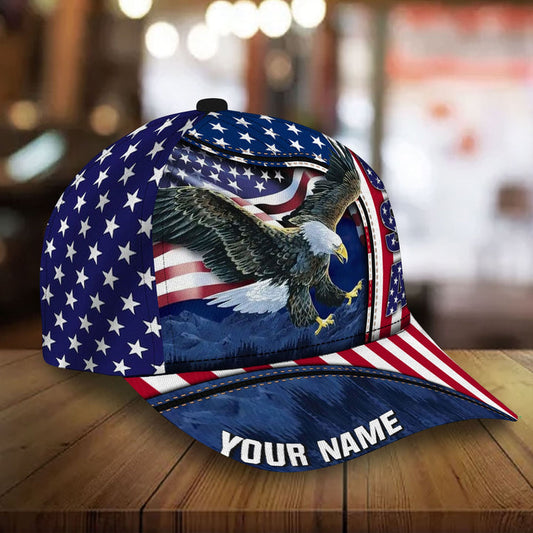 BlueJose Premium American Eagle Patriotism 3D Cap American Flag Personalized