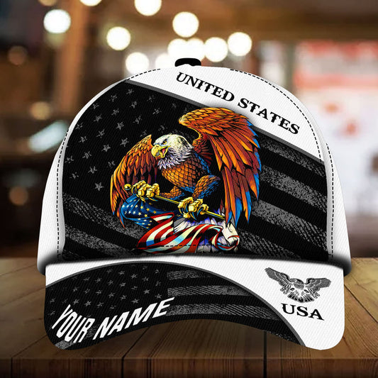 BlueJose Patriotic Eagle Hat, American Flag United States Full Printed Multicolors Personalized Cap