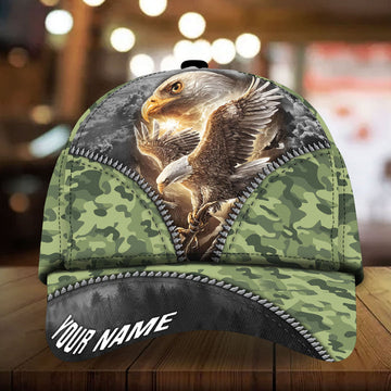 BlueJose Patriotic Eagle Hat, American Flag Full Printed Personalized Cap Camo Pattern
