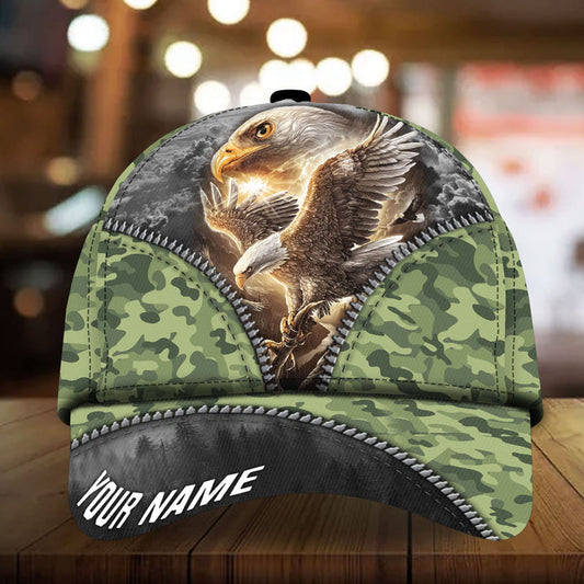 BlueJose Patriotic Eagle Hat, American Flag Full Printed Personalized Cap Camo Pattern