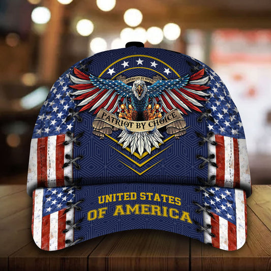 BlueJose Patriotic Eagle Hat, United States Full Printed Personalized Cap American Flag Pattern