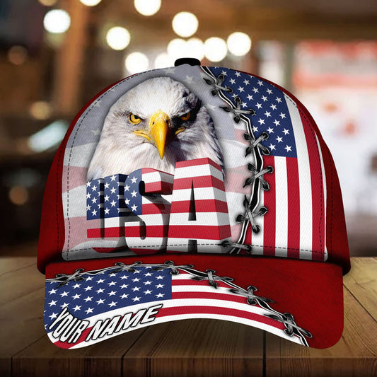BlueJose Patriotic Eagle Usa Hat, United States Full Printed Personalized Cap