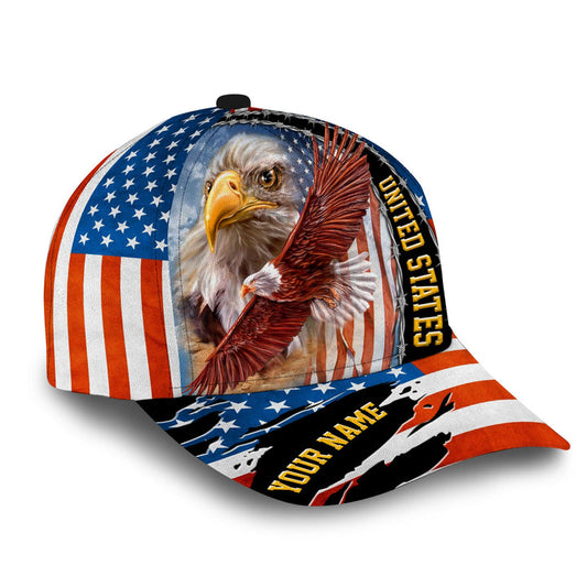 BlueJose Premium Unique Patriotic Eagle Hat, United States Full Printed Personalized American Flag Cap