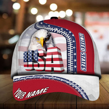BlueJose Patriotic Eagle Usa Hat, United States Full Printed Personalized Cap
