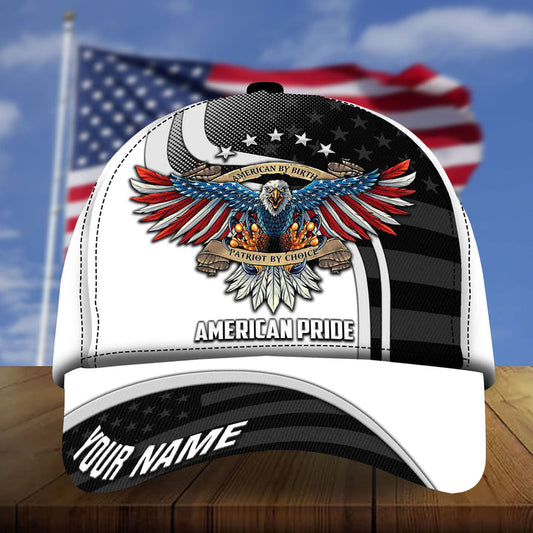 BlueJose Premium Eagle Patriot By Choice 3D Cap American Pride Hat Multicolor Personalized
