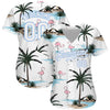 BlueJose Custom White White-Light Blue 3D Pattern Design Hawaii Palm Trees Authentic Baseball Jersey