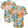 BlueJose Custom White White-Orange 3D Pattern Design Fruits Authentic Baseball Jersey