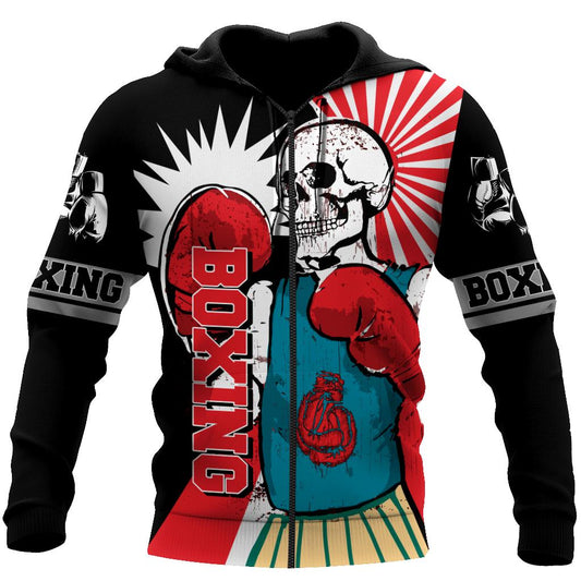 BlueJose Loving Skull And Boxing 3D Hoodie